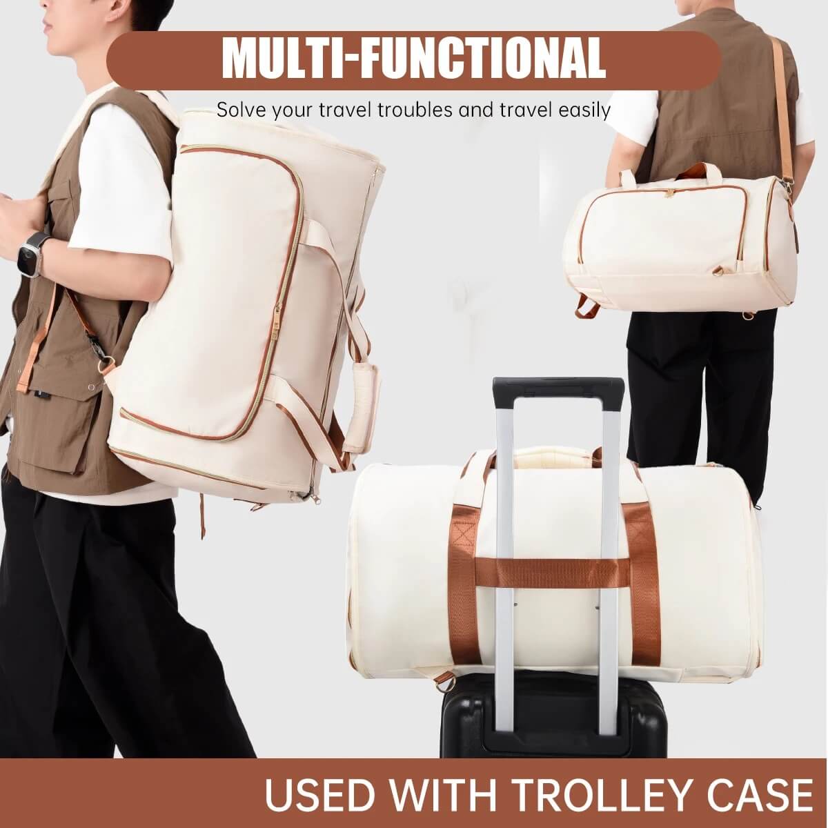 Ultimate 3-in-1 Travel Duffel bag - 50L — Keeps Clothes Wrinkle-Free + Waterproof Storage - Never Pay Overweight Baggage Fees Again